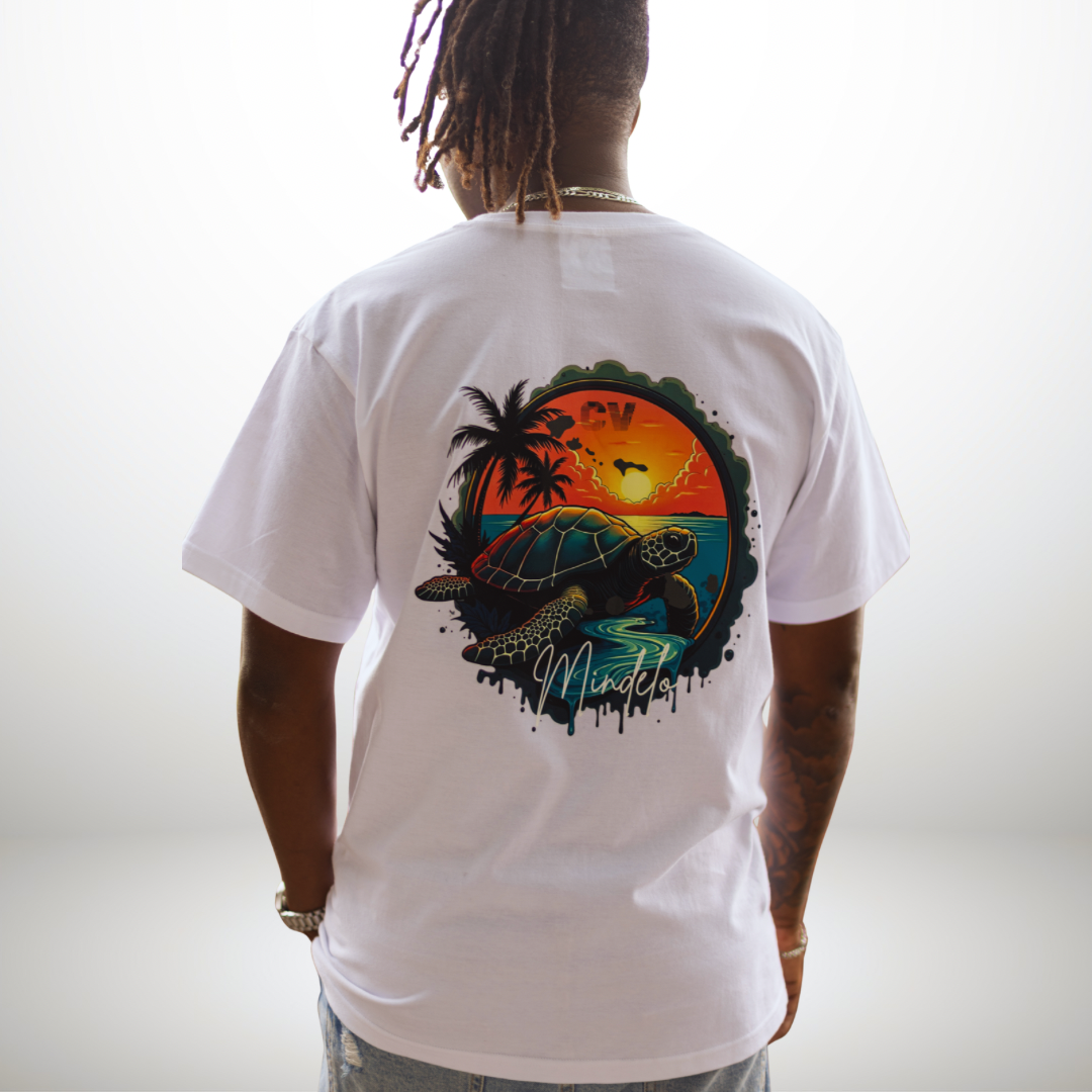 T-shirt blanc « tartaruga Mindelo»