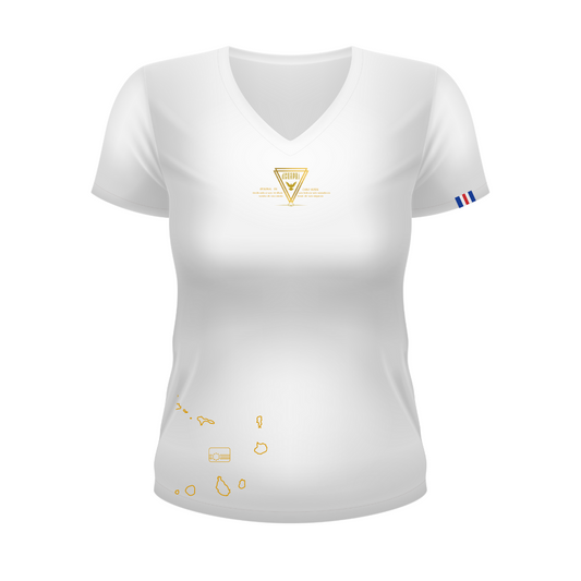 Tee - shirt fille 10 iles Col V blanche